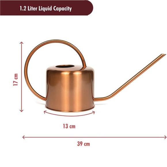 40oz. Copper-Colored Indoor Plant Watering Can -Long Spout - Rust-Resistant - Picture 4 of 7